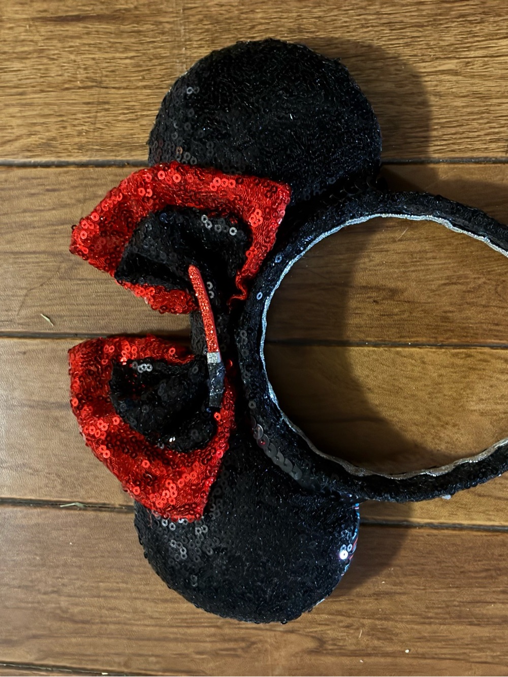 Star Wars Disney Black Sequin Mouse Ear Headband with Red Sequin Bow